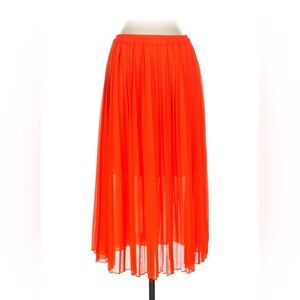 Club Monaco Orange Pleated Midi Skirt